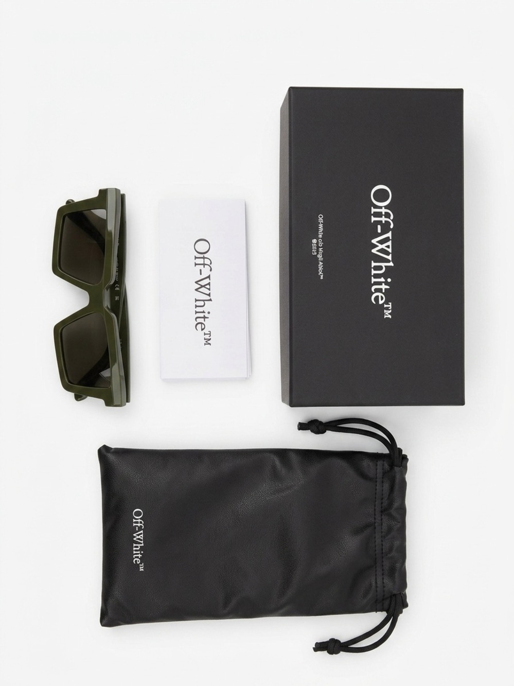 Off-White Rectangular Windsor Sunglasses in Olive Green - Picture 4 of 5